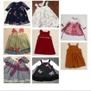 Lot of 7 Toddler Dresses/Multiple Brands Sz 18M
